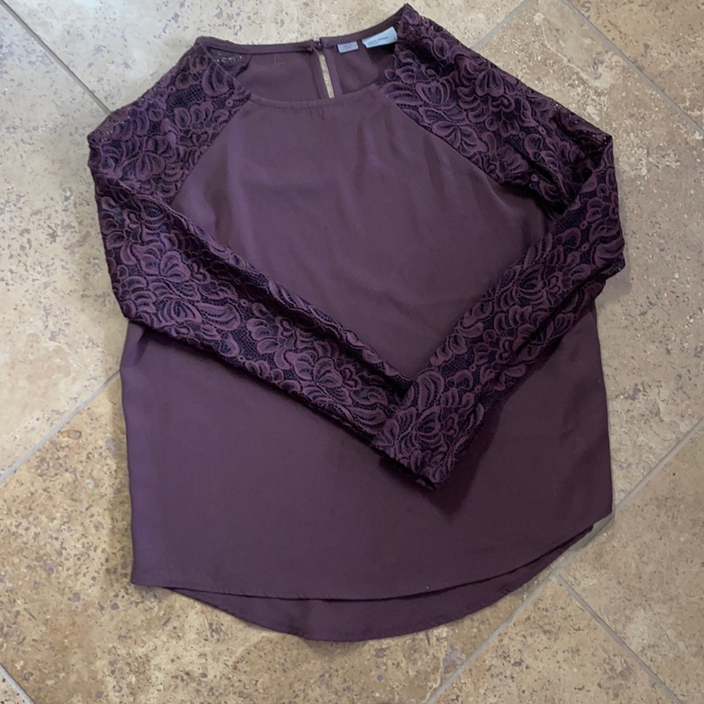 Gorgeous dark purple long sleeve lace top blouse